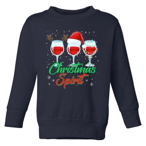 Funny Christmas Spirit Wine Lover Toddler Sweatshirt