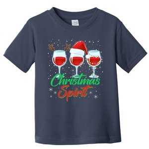 Funny Christmas Spirit Wine Lover Toddler T-Shirt