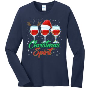 Funny Christmas Spirit Wine Lover Ladies Long Sleeve Shirt