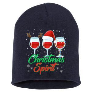 Funny Christmas Spirit Wine Lover Short Acrylic Beanie