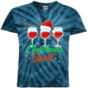 Funny Christmas Spirit Wine Lover Kids Tie-Dye T-Shirt