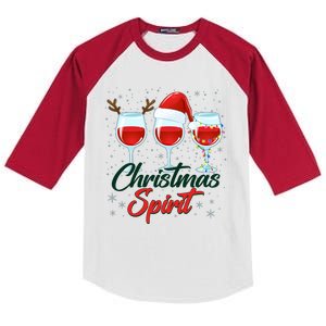 Funny Christmas Spirit Wine Lover Kids Colorblock Raglan Jersey