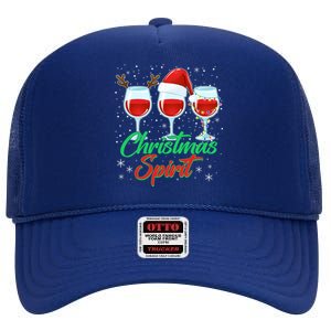 Funny Christmas Spirit Wine Lover High Crown Mesh Back Trucker Hat