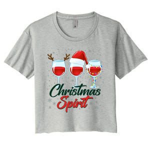 Funny Christmas Spirit Wine Lover Women's Crop Top Tee