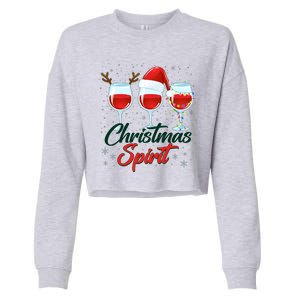 Funny Christmas Spirit Wine Lover Cropped Pullover Crew