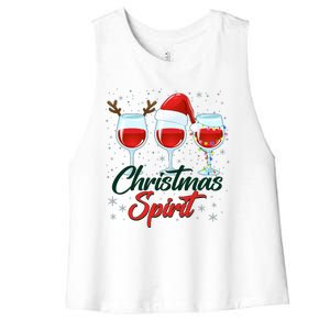 Funny Christmas Spirit Wine Lover Women's Racerback Cropped Tank