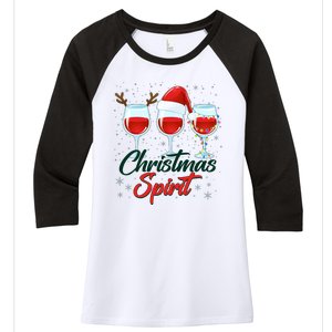 Funny Christmas Spirit Wine Lover Women's Tri-Blend 3/4-Sleeve Raglan Shirt