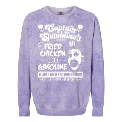 Funny Captain Spaulding's Fried Chicken And Gasoline Colorblast Crewneck Sweatshirt