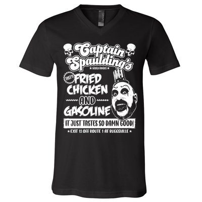 Funny Captain Spaulding's Fried Chicken And Gasoline V-Neck T-Shirt