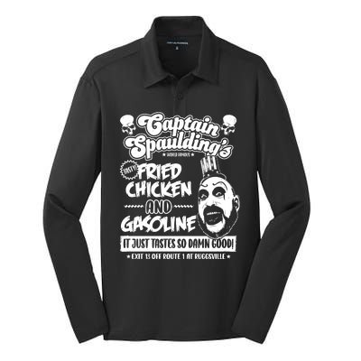 Funny Captain Spaulding's Fried Chicken And Gasoline Silk Touch Performance Long Sleeve Polo