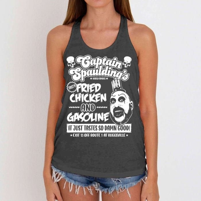 Funny Captain Spaulding's Fried Chicken And Gasoline Women's Knotted Racerback Tank