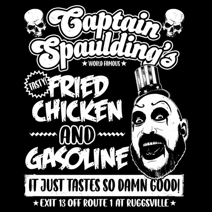 Funny Captain Spaulding's Fried Chicken And Gasoline Cropped Pullover Crew