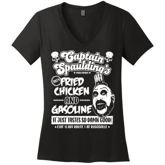 Funny Captain Spaulding's Fried Chicken And Gasoline Women's V-Neck T-Shirt