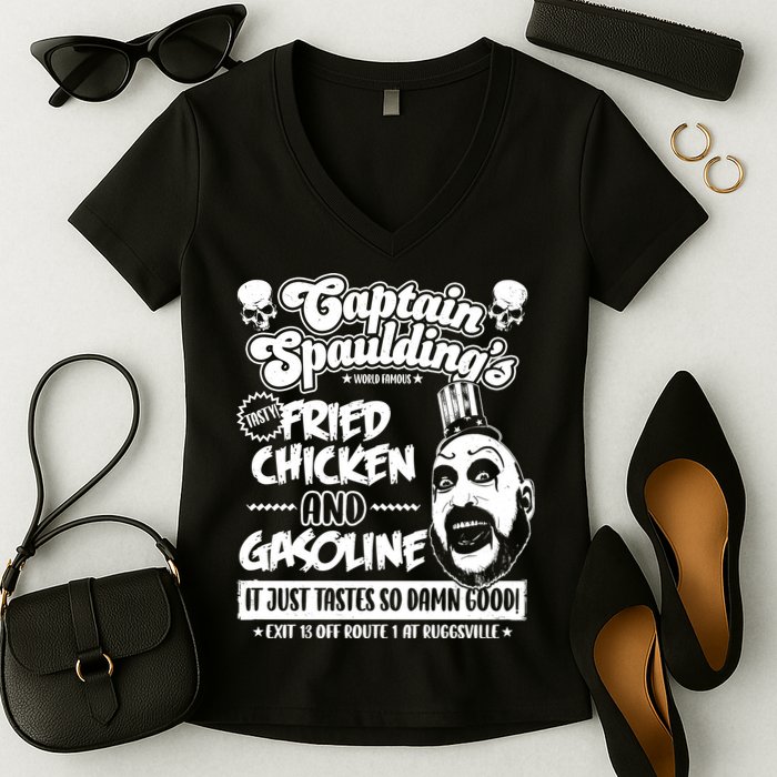 Funny Captain Spaulding's Fried Chicken And Gasoline Women's V-Neck T-Shirt
