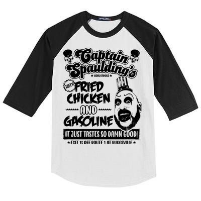 Funny Captain Spaulding's Fried Chicken And Gasoline Kids Colorblock Raglan Jersey