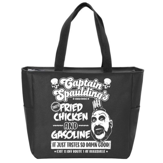 Funny Captain Spaulding's Fried Chicken And Gasoline Zip Tote Bag