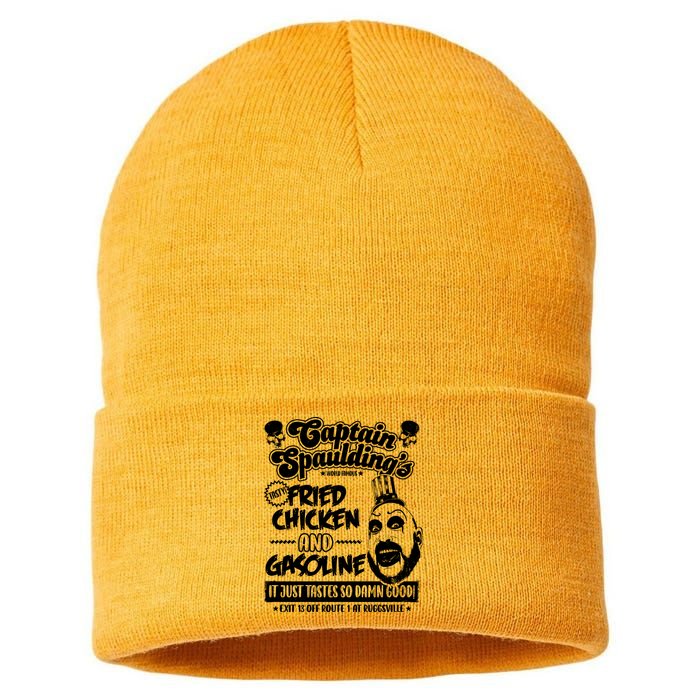Funny Captain Spaulding's Fried Chicken And Gasoline Sustainable Knit Beanie