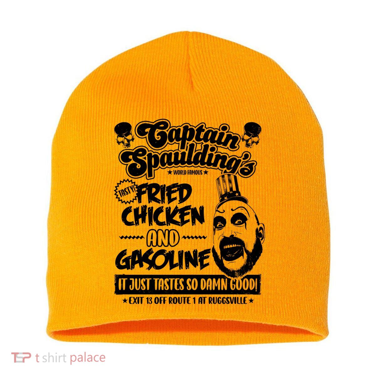 Funny Captain Spaulding's Fried Chicken And Gasoline Short Acrylic Beanie