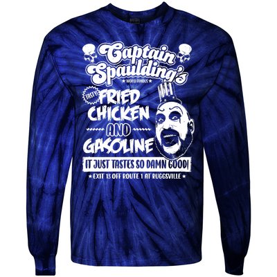 Funny Captain Spaulding's Fried Chicken And Gasoline Tie-Dye Long Sleeve Shirt