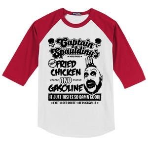 Funny Captain Spaulding's Fried Chicken And Gasoline Kids Colorblock Raglan Jersey