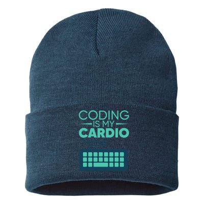 Funny Coding Software Engineer Design Coder Sustainable Knit Beanie