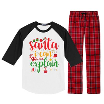 Funny Christmas Santa I Can Explain Raglan Sleeve Pajama Set