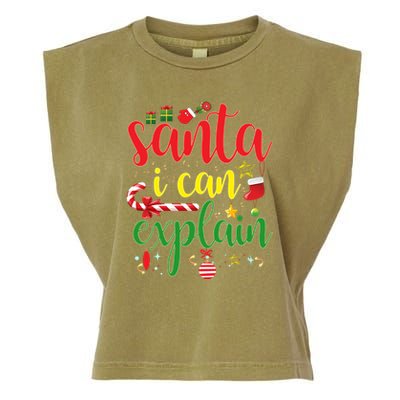 Funny Christmas Santa I Can Explain Garment-Dyed Women's Muscle Tee
