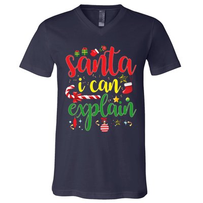 Funny Christmas Santa I Can Explain V-Neck T-Shirt