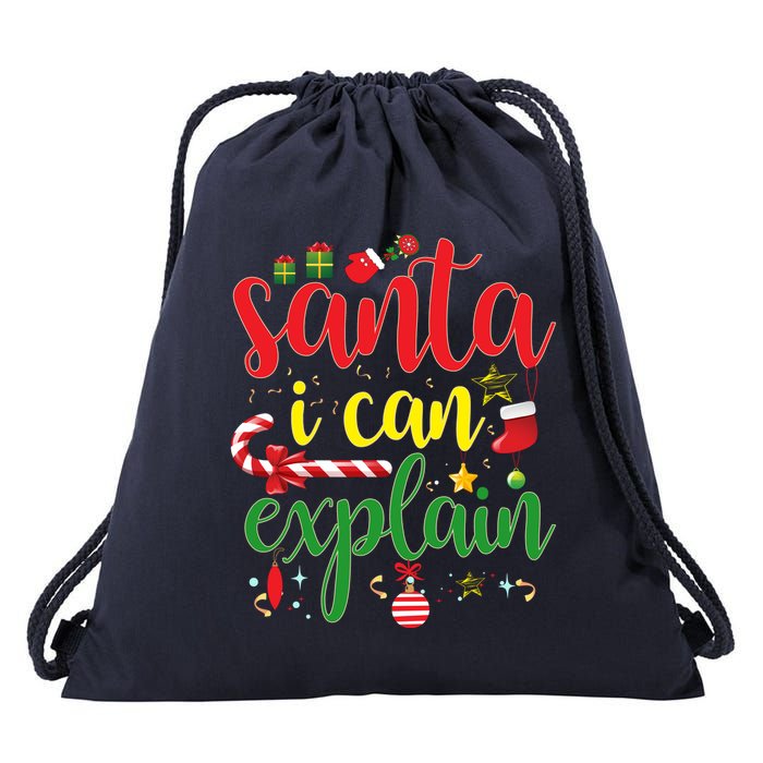Funny Christmas Santa I Can Explain Drawstring Bag