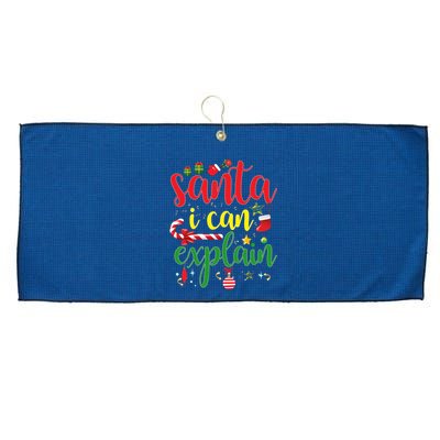 Funny Christmas Santa I Can Explain Large Microfiber Waffle Golf Towel