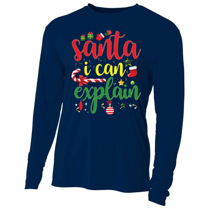 Funny Christmas Santa I Can Explain Cooling Performance Long Sleeve Crew