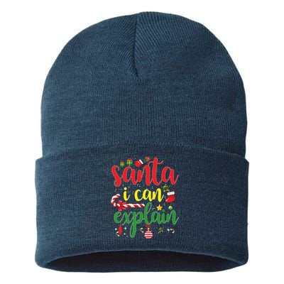 Funny Christmas Santa I Can Explain Sustainable Knit Beanie