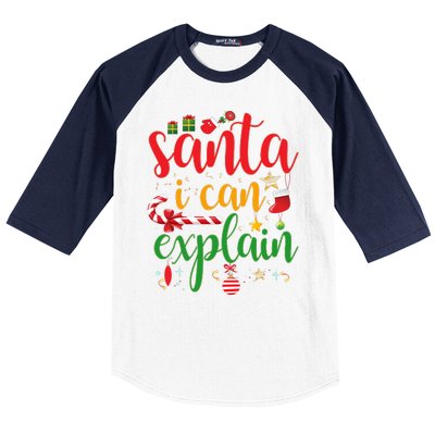 Funny Christmas Santa I Can Explain Baseball Sleeve Shirt