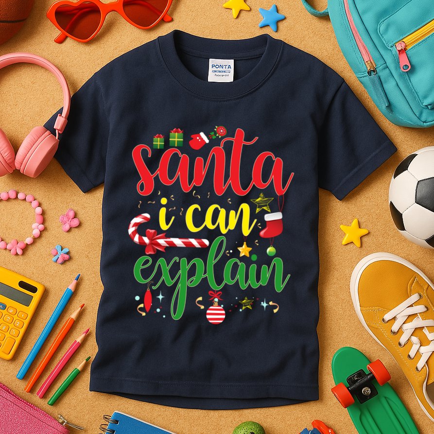 Funny Christmas Santa I Can Explain Kids T-Shirt