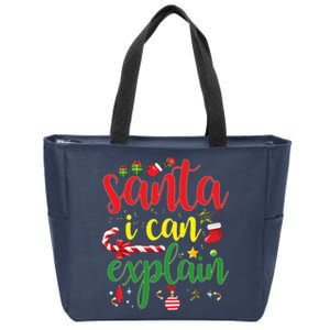 Funny Christmas Santa I Can Explain Zip Tote Bag