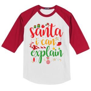 Funny Christmas Santa I Can Explain Kids Colorblock Raglan Jersey