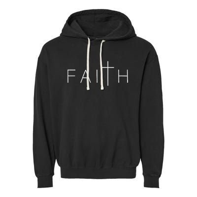 Faith Cross Subtle Christian Minimalist Religious Jesus Garment-Dyed Fleece Hoodie