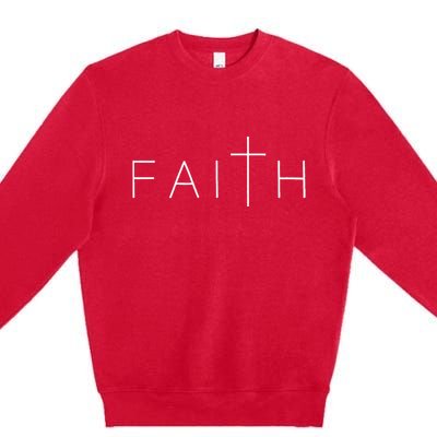 Faith Cross Subtle Christian Minimalist Religious Jesus Premium Crewneck Sweatshirt