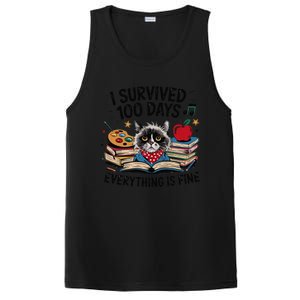 Funny Cat Survived 100 Days Of School Art Lover Gift Design PosiCharge Competitor Tank