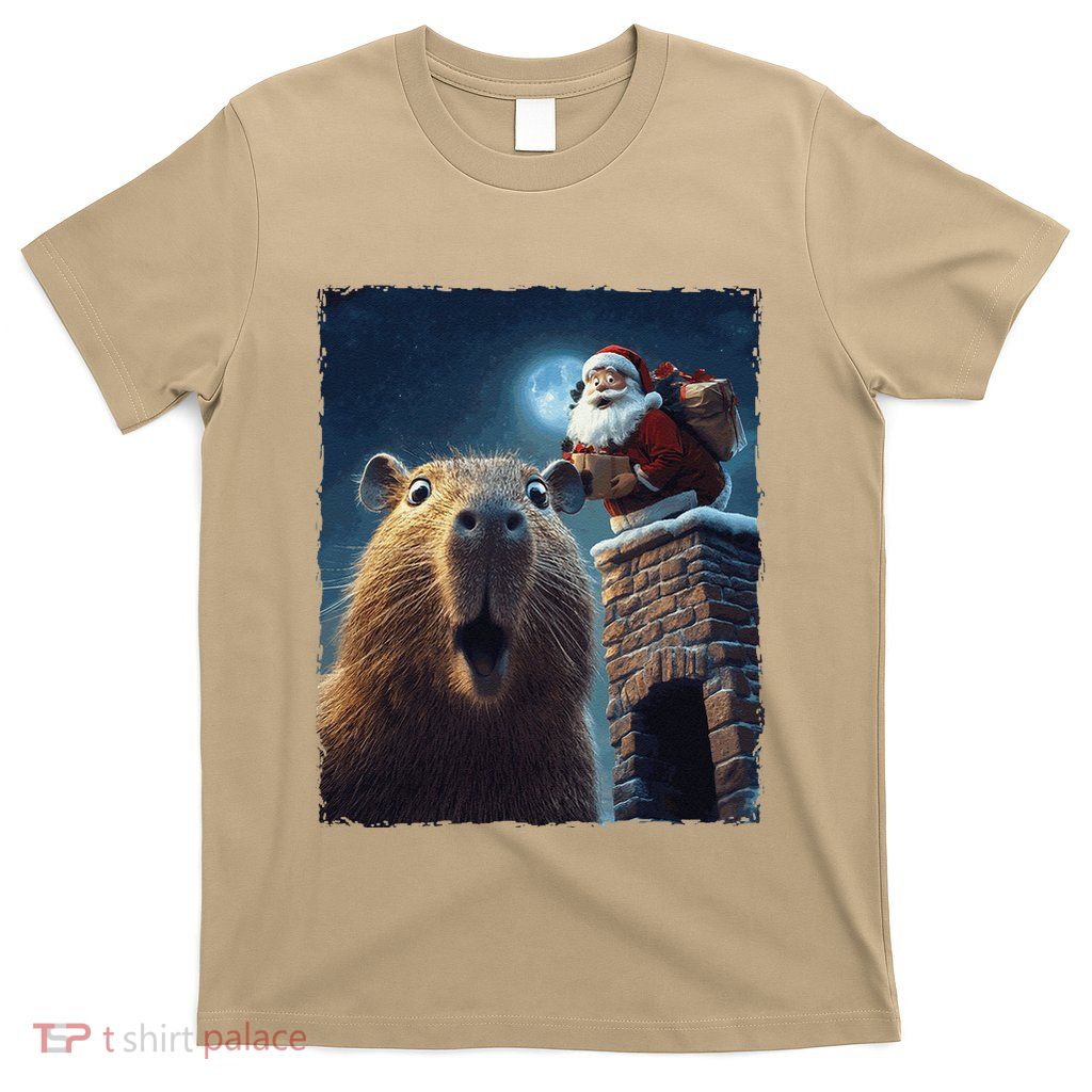 Funny Capybara Selfie Santa Chimney Xmas Christmas T-Shirt