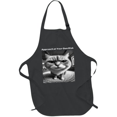 Funny Cat Silly Meme Angry Im Not In The Mood Cattitude Full-Length Apron With Pockets