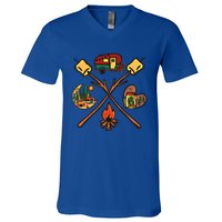 Funny Campfire Smores Sticks For Camping Mom Camper Family Funny Gift V-Neck T-Shirt