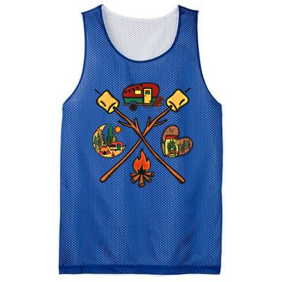 Funny Campfire Smores Sticks For Camping Mom Camper Family Funny Gift Mesh Reversible Basketball Jersey Tank