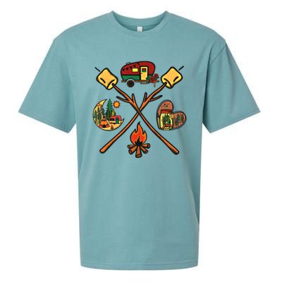 Funny Campfire Smores Sticks For Camping Mom Camper Family Funny Gift Sueded Cloud Jersey T-Shirt