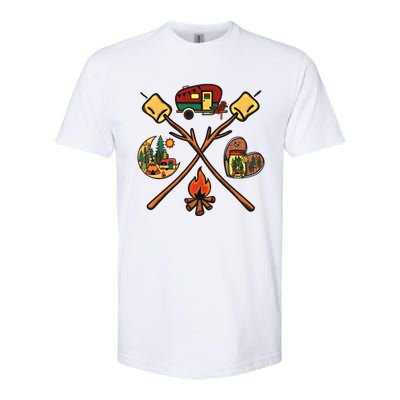 Funny Campfire Smores Sticks For Camping Mom Camper Family Funny Gift Softstyle CVC T-Shirt