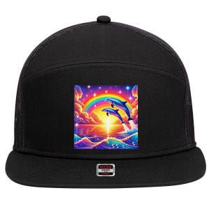 Funny Cute Symphony Dolphin Meme 7 Panel Mesh Trucker Snapback Hat