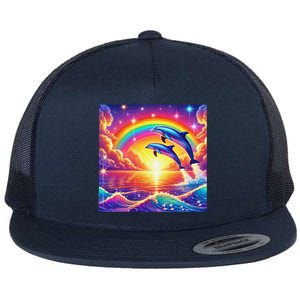 Funny Cute Symphony Dolphin Meme Flat Bill Trucker Hat