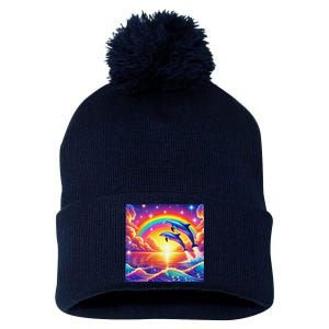 Funny Cute Symphony Dolphin Meme Pom Pom 12in Knit Beanie