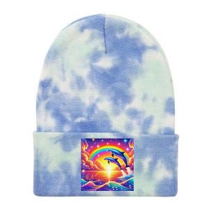 Funny Cute Symphony Dolphin Meme Tie Dye 12in Knit Beanie