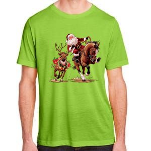 Funny Cow Santa Bulldogging Christmas Cow Western Xmas Gift Adult ChromaSoft Performance T-Shirt